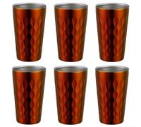 Lot de 6 tasses à eau empilables à double paroi en acier inoxydable de 330 ml, conçues pour le camping, les pique-niques et les activités de plein air (rouge)
