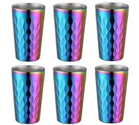Lot de 6 tasses à eau empilables à double paroi en acier inoxydable de 330 ml pour activités de plein air et hydratation quotidienne (colorées)