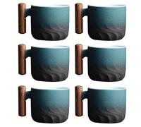 Lot de 6 tasses à expresso (6 x 70 ml) - En céramique - Avec anse - Mini tasses à thé - Pour expresso, thé - Bleu