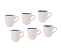 Lot de 6 tasses à expresso en céramique avec émail mat de couleur crème pour expresso, cappuccino, café late, mokka pour la maison ou l'hôtellerie (Espresso bleu - 100 ml)