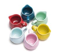 Lot de 6 tasses à lait colorées en céramique avec poignées - Pots à crème à bec pointu de 140 ml for café et thé