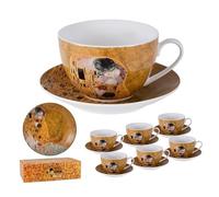 Lot de 6 Tasses avec Assiette Klimt Baiser 250 ML 9,5 x 6 x 11 cm