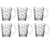 Lot de 6 tasses d'hiver en verre Motif flocon de neige Leon 300 ml