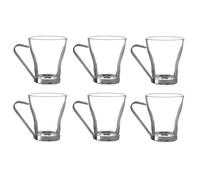 Lot de 6 tasses en Verre et Métal 20 cl | Mugs Transparents Design - 6 x 20 cl