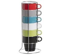 Lot de 6 Tasses Five Simply Smart Couleurs Assorties avec Support. 75571