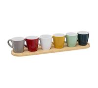 Lot de 6 Tasses & Plateau Bambou ""Colorama"" 9cl Multicolore