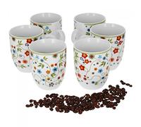 Lot de 6 tasses Van Well - Série Vario - En porcelaine - Couleur au choix Motif fleurs