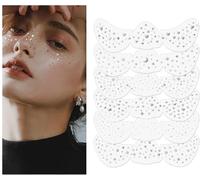 Lot De 6 Tatouages Pailletés Pour Taches De Rousseur,Film De Tatouage Doré,Design Impermeable,Tatouages Pour Le Visage Scintillants,Pierres Scintillantes Autocollantes (Argenté)