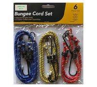 Lot de 6 tendeurs avec crochet - Corde d'arrimage d'extérieur robuste pour bâche, couverture, toile, moto et cargaison, caravane, camping, camping-car, coffre, porte-bagages