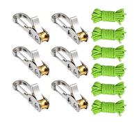 Lot de 6 tendeurs de corde avec corde de traction de 3 mètres | Intégration facile pour tente, parasol et toit de bateau. Enrouleur pratique - Tendeur de corde - Accessoire de camping
