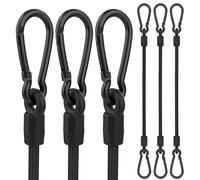 Lot de 6 tendeurs élastiques avec mousquetons, 30 cm, courts et résistants avec crochets, noirs avec clips aux deux extrémités pour camping, bâches, porte-vélos, tente, voiture