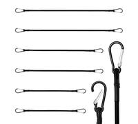 Lot de 6 tendeurs élastiques en Caoutchouc avec Mousqueton sandows Ronds 6 mm, Longueurs 40, 60 et 80 cm, Noirs pour Barres de Toit, bâches, vélos et Camping