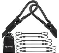 Lot de 6 tendeurs en caoutchouc avec mousqueton - Noir - 3 tailles - 30 cm, 60 cm, 80 cm - Pour voile d'ombrage, bâches, jardin, voiture, chargement