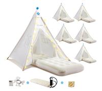 Lot de 6 Tentes Tipi pour Enfants avec Matelas Gonflables et Guirlandes Lumineuses - Kit Complet Soirée Pyjama, Cabane de Jeu Intérieur & Extérieur pour Filles et Garçons