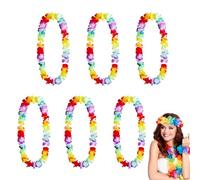 Lot de 6 Tenues Hawaïennes,Collier Hawaien,Collier de Fleurs Hawaienne,Collier Fleur Tahitien avec Hawaii,Collier Hawaien,Collier de Fleurs Multicolore Hawaien Tropical Collier pour Karneval,Costumes