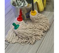Lot de 6 têtes de balai à franges en plastique PY 1,5 s en coton épais et absorbant pour tous les jours, la maison/le travail, le commerce - Très résistantes et durables (597 g, 400 g, jumbo)