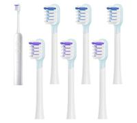 Lot de 6 Têtes de brosse à dents compatibles avec Laifen, Têtes de Rechange Compatibles avec Brosse à Dents électriques, 3 Bleues, 3 Violettes, Poils doux, Technologie Wave, Poils Arrondis