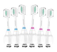 Lot de 6 têtes de brosse à dents de rechange pour Philips Sonicare E-Series/Essence/Xtreme/Elite et autres modèles à visser, poils Dupont moyens souples