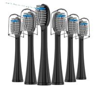 Lot de 6 têtes de brosse à dents de rechange pour Waterpik Sonic Fusion - Compatible avec SF-01/SF-02/SF-03/SF-04 - Noir avec capuchons