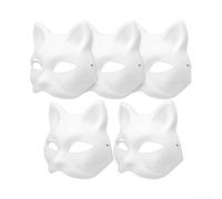 Lot de 6 têtes de chat non peintes avec papier blanc et bordure en fourrure feutrée pour loisirs créatifs et activités de décoration, convient aux enfants et aux adultes