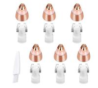 Lot de 6 têtes de rechange pour épilateur à sourcils : compatibles avec Finishing Touch Flawless Women Brosse, sans douleur, avec brosse de nettoyage, comme vu à la télévision, or 18 carats