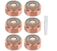 Lot de 6 têtes de rechange pour épilation faciale génération 2 Double halo, finition impeccable Touch Gen 2, indolore et lisse, plaqué or rose 18 carats avec brosse.