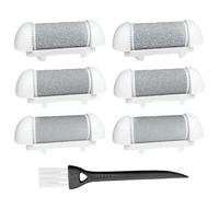 Lot de 6 têtes de rechange pour lime à pieds, compatibles avec les rouleaux Essy/Scholl/Pedi, pour éliminer les callosités des pieds, grain extra/normal/fin/gros, avec brosse de nettoyage (entièrement