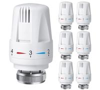 Lot de 6 têtes thermostatiques pour radiateur - M 30 x 1,5 mm - Tête de rechange - Tête de robinet de radiateur - Tête de vanne de thermostat - Cheminée de chauffage standard automatique
