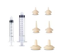 Lot de 6 tétines d'alimentation avec 2 seringues d'allaitement pour chatons et chiots pour lapins, écureuils, nouveau-nés, chatons, chiots et petits animaux avec seringues de 5 ml et 10 ml