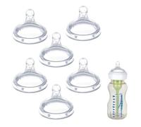 Lot de 6 tétines de rechange compatibles avec Dr Brown - en silicone pour biberon, sans BPA, durables et souples (M, débit moyen)