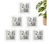 Lot de 6 Thermomètre Intérieur, Mini LCD Digital Hygrometer Intérieur, High Accuracy, Indicateur de Confort avec Support Adhésif, pour Maison Chambre Bébé Bureau Frigo (Blanc)
