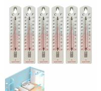 Lot de 6 thermomètres analogiques d'intérieur et d'extérieur - 19,5 cm - Haute précision - Analogique - Thermomètre mural - Pour la maison, le bureau, le jardin, la serre
