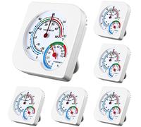 Lot de 6 thermomètres d'intérieur et jauge d'humidité d'intérieur - Mini thermomètre hygromètre de température et d'humidité avec pointeurs pour la maison, la chambre, la cuisine, la terrasse, la