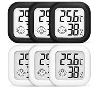 Lot de 6 thermomètres hygromètres d'intérieur - Mini thermomètre numérique - Hygromètre - Thermomètre de température et d'humidité - Thermomètre d'intérieur - Thermomètre numérique pour chambre de