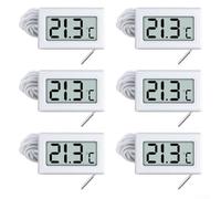 Lot de 6 thermomètres numériques avec sonde externe - Large plage de température - Compatible avec réfrigérateurs, congélateurs et aquariums - Noir et blanc