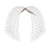 Lot de 6 tiges de baies artificielles à paillettes - 76 cm - Branches de sapin de Noël - Bâtons de baies - Décoration de saule pleureur - Blanc