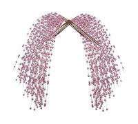 Lot de 6 tiges de baies artificielles à paillettes - 76 cm - Rose - Tiges de sapin de Noël - Bâtons de baies - Décoration de saule pleureur (rose)