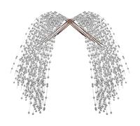 Lot de 6 tiges de baies artificielles à paillettes, branches argentées de 76 cm, tiges de sapin de Noël, bâtons de baies en saule pleureur (argent)