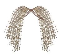 Lot de 6 tiges de baies artificielles à paillettes, branches dorées de 76 cm, tiges de sapin de Noël, bâtons de baies en saule pleureur (doré)