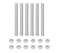 Lot de 6 tiges filetées M8 x 100 mm, 100 mm, avec 12 écrous hexagonaux, en acier inoxydable 304, pour un usage domestique ou industriel