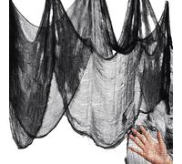 Lot de 6 tissus de décoration d'Halloween effrayants de 1,50 m - Noir - Grande décoration intérieure et extérieure - Gothique - Décoration de table - Rideau