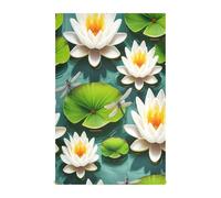 Lot de 6 torchons absorbants imprimés de nénuphars blancs, 71 x 45,7 cm