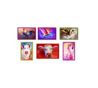 Lot de 6 torchons ANIMAUX PEINTS PUR coton IMPRIMÉ HAUTE DÉFINITION MAXI