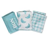 Lot de 6 torchons de cuisine 100 % coton - Différents designs (Bon appétit)