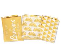 Lot de 6 torchons de cuisine 100 % coton Différents designs (Make Lemonade)