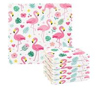 Lot de 6 torchons de cuisine et torchons de cuisine en microfibre absorbants et décoratifs Motif flamant rose 27,9 x 27,9 cm