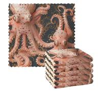 Lot de 6 torchons de séchage en microfibre Kraken or rose - Coton absorbant - Décoration pour la cocina - 27,9 x 27,9 cm