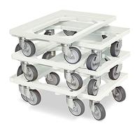 Lot de 6 trottinettes de transport pour conteneurs 600 x 400 mm, capacité de charge 250 kg, blanc