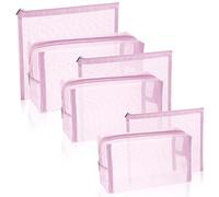 Lot de 6 Trousses de Maquillage en Maille - Portable - Organiseur de Voyage avec Fermeture éclair - pour la Maison, Le Bureau, Les Accessoires de Voyage, Rose Clair, Trousse de Maquillage