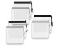 Lot de 6 trousses de toilette transparentes pour liquides de sécurité aéroportuaire 20 x 20 cm, approuvées par la TSA, pour homme et femme, maquillage de voyage, noir/gris, Size 20x20cm